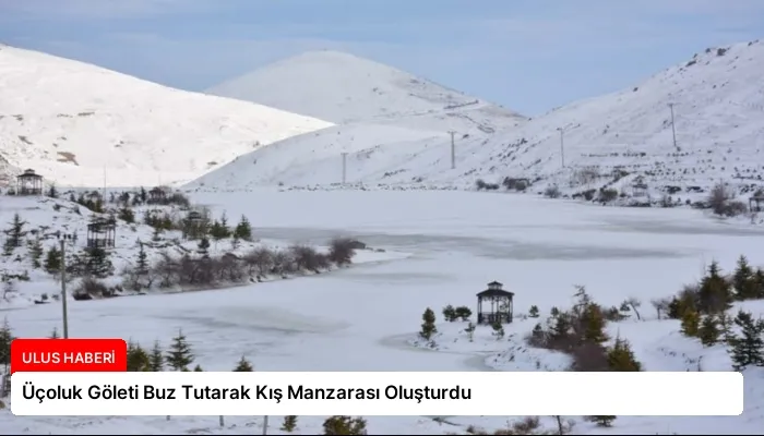 Üçoluk Göleti Buz Tutarak Kış Manzarası Oluşturdu
