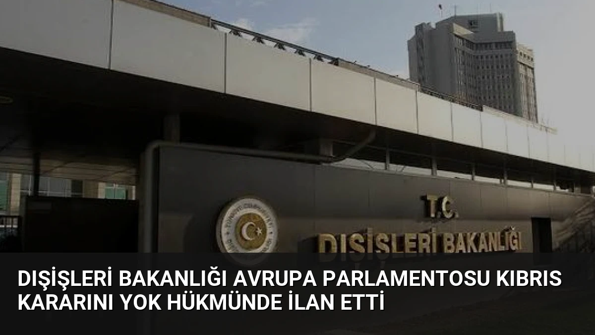 Dışişleri Bakanlığı Avrupa Parlamentosu Kıbrıs Kararını Yok Hükmünde İlan Etti