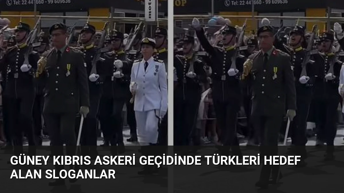 Güney Kıbrıs askeri geçidinde Türkleri hedef alan sloganlar
